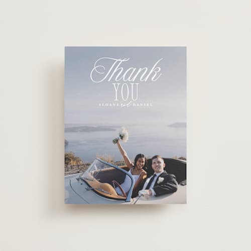 This is a porcelain thank you postcards with standard by Maria Alou called his & hers printing on signature in postcard