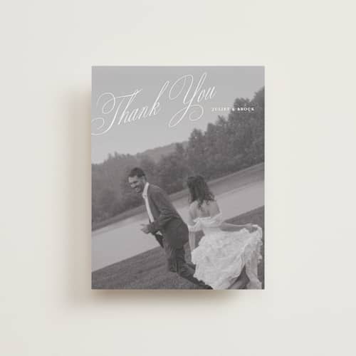 This is a pearl thank you postcards with standard by Pixel and Hank called enamored printing on signature in postcard
