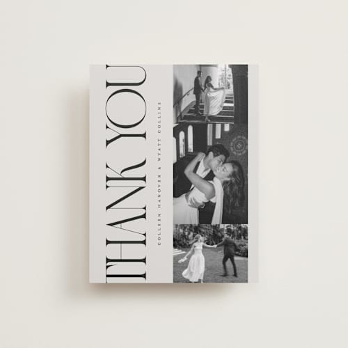 This is a stone thank you postcards with standard by Laura Hankins called sideline printing on signature in postcard