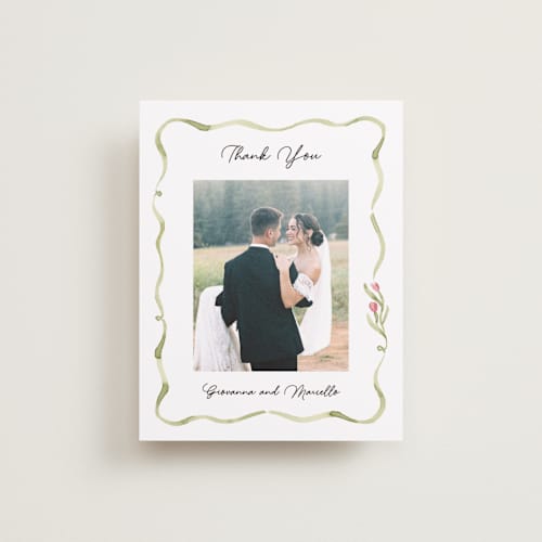 This is a deep blush wedding thank you cards with standard by Pati Cascino called barolo printing on strathmore in standard