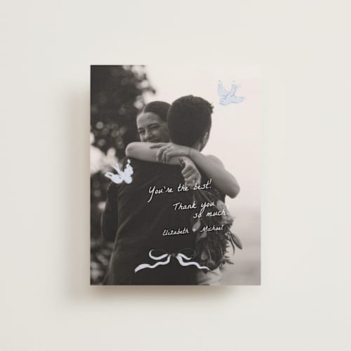 This is a cloud wedding thank you cards with standard by Helena Vitto called birds of paradise printing on strathmore in standard