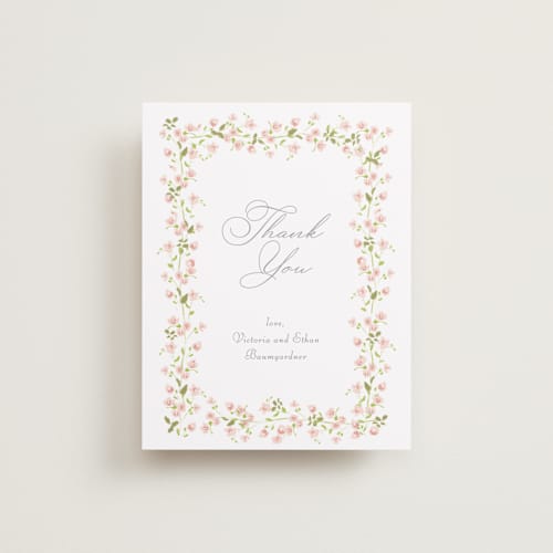 This is a peony wedding thank you cards with standard by Baumbirdy called rosebud printing on strathmore in standard