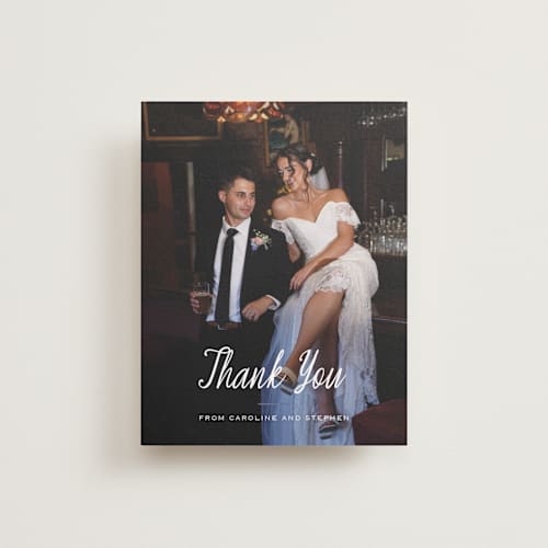 This is a blueberry wedding thank you cards with standard by Carolyn MacLaren called deluxe printing on strathmore in standard