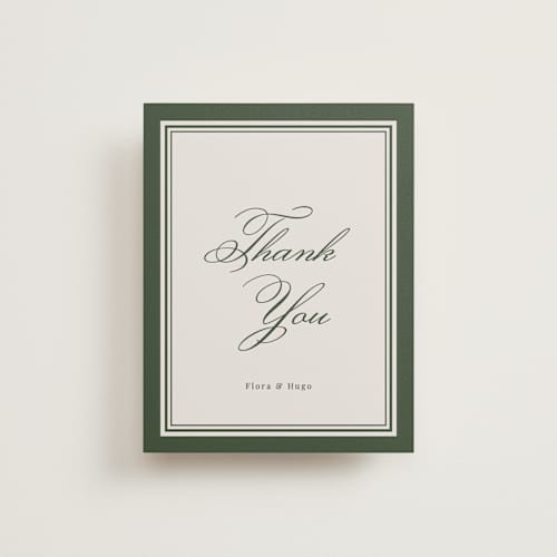 This is a evergreen wedding thank you cards with standard by Kelly Watkins called emerson printing on strathmore in standard
