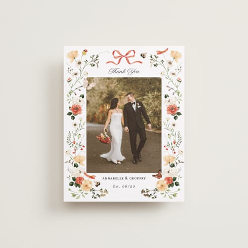 This is a verona sunset wedding thank you cards with foil pressed by Sarah Knight called fleur printing on strathmore in standard