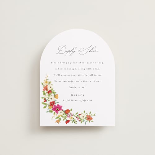 This is a tropical bridal shower insert cards with standard by Susan Moyal called pretty vine printing on signature in standard
