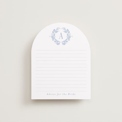This is a periwinkle bridal shower insert cards with standard by Joanna Griffin called french blue printing on signature in standard