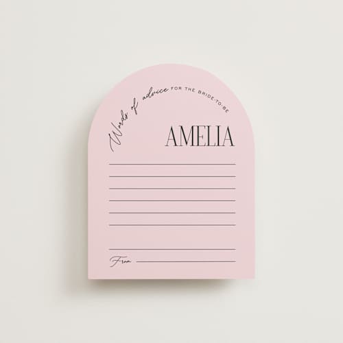 This is a rosey bridal shower insert cards with standard by Pixel and Hank called arbor printing on signature in standard
