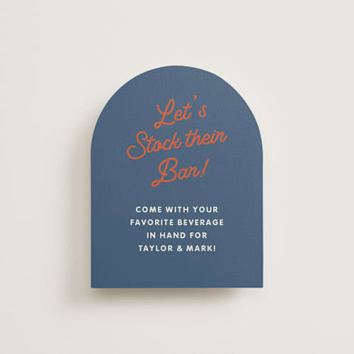 This is a cobalt bridal shower insert cards with standard by Erin Hodges called giddy up printing on signature in standard