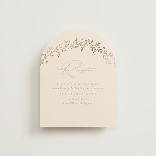 This is a sand foil stamped wedding invitations with foil pressed by Creo Study called leafy garland printing on signature in standard