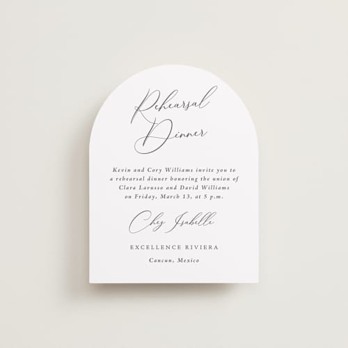 This is a leaf reception cards with standard by Olivia Raufman called palm monogram printing on signature in standard