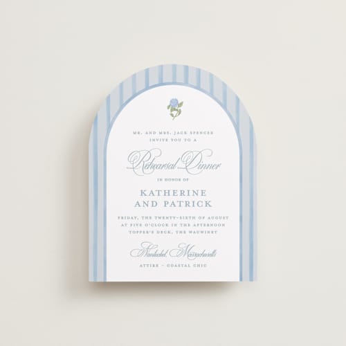 This is a ocean reception cards with standard by Creo Study called coastal crest printing on signature in standard
