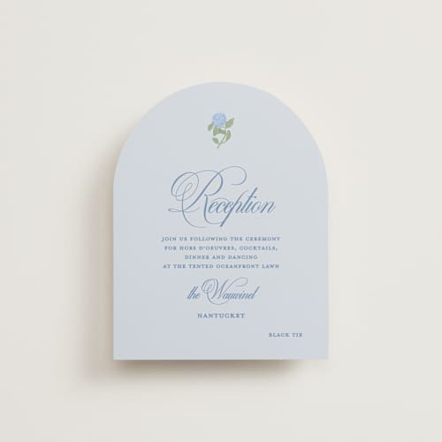 This is a ocean reception cards with standard by Creo Study called coastal crest printing on signature in standard