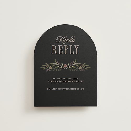 This is a noir rsvp cards with foil pressed by Randi Cirelli called emilie printing on signature in standard