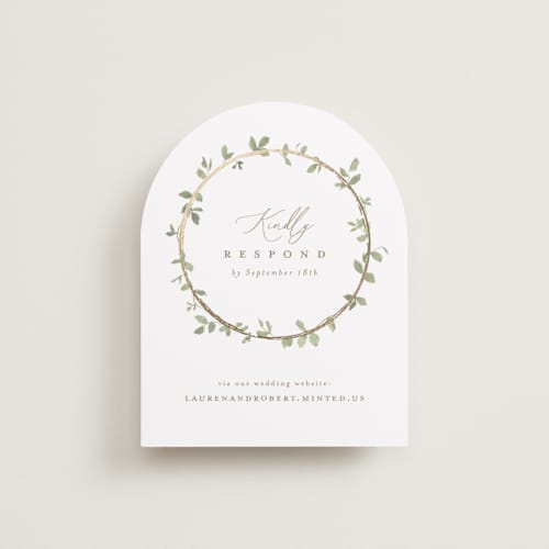 This is a ivy rsvp cards with foil pressed by Everett Paper Goods called canopy printing on signature in standard