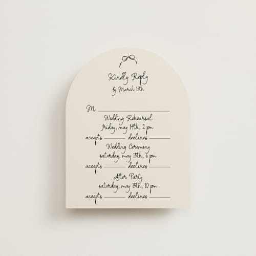 This is a tuxedo rsvp cards with standard by Jelena Vuletic called inkwoven printing on signature in standard