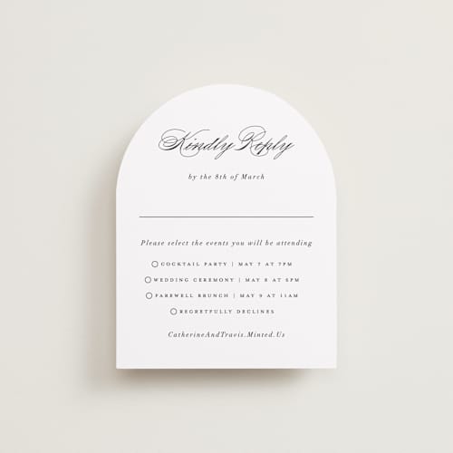 This is a snow rsvp cards with standard by Brandy Folse called classically elegant printing on signature in standard