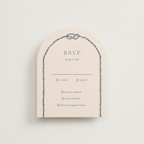 This is a sea breeze rsvp cards with standard by Rebecca Durflinger called nautical nuptials printing on signature in standard
