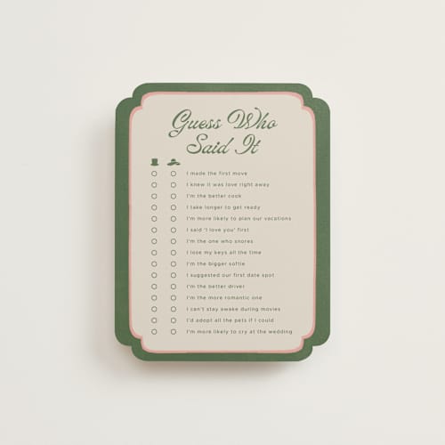 This is a verdant bridal shower insert cards with standard by Vera Lim called lets croquet printing on signature in standard