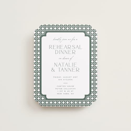 This is a garden reception cards with standard by Jenna Holcomb called chinoiserie printing on signature in standard