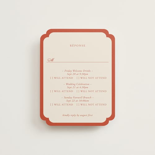 This is a cherry rsvp cards with standard by Ani Somi called borders printing on signature in standard