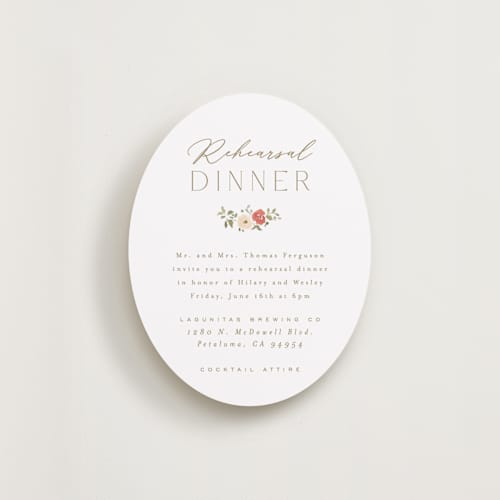 This is a pomegranate reception cards with standard by Everett Paper Goods called roses crest printing on signature in standard