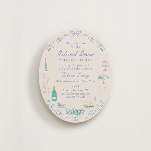 This is a pastel reception cards with standard by Elly called dining printing on signature in standard