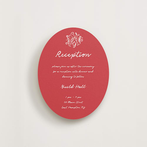 This is a brick reception cards with standard by Julia Liverton called love in bloom printing on signature in standard