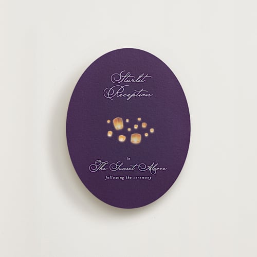 This is a twilight reception cards with standard by Simona Camp called disney's tangled lanterns printing on signature in standard
