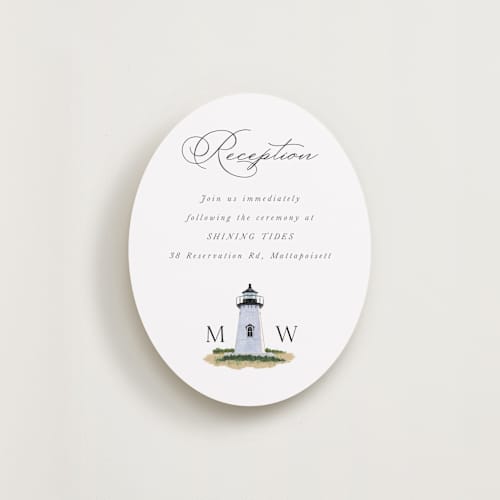 This is a snow reception cards with standard by Becky Nimoy called east coast lighthouse printing on signature in standard
