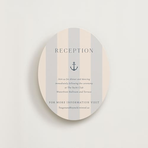 This is a sea breeze reception cards with standard by Rebecca Durflinger called nautical nuptials printing on signature in standard