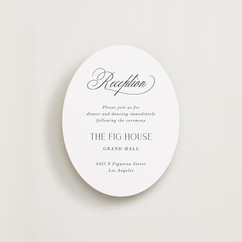 This is a caviar reception cards with standard by Olivia Raufman called grand scale printing on signature in standard