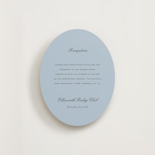 This is a sky reception cards with standard by Sara Hicks Malone called briland printing on signature in standard
