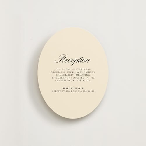 This is a sunshine reception cards with standard by Jen Ramsey called elegant and formal printing on signature in standard