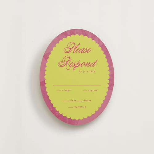 This is a flamingo rsvp cards with standard by Morgan Kendall called maximalist poppies printing on signature in standard