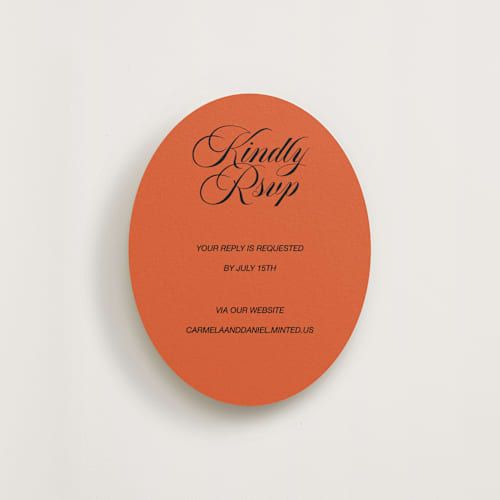 This is a amaro rsvp cards with standard by Studio Suku called bold and demure printing on signature in standard