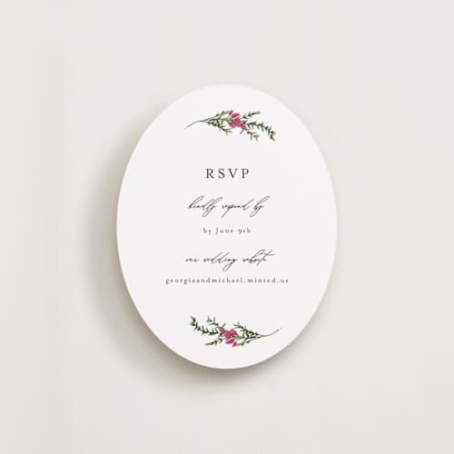 This is a peony rsvp cards with standard by Susan Moyal called romantic florals printing on signature in standard