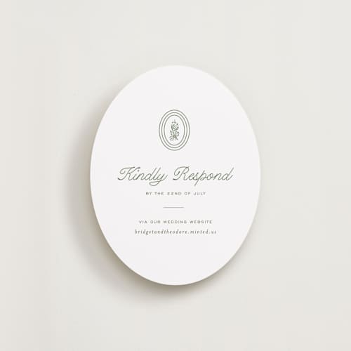 This is a leaf rsvp cards with standard by Kate Ahn called court printing on signature in standard