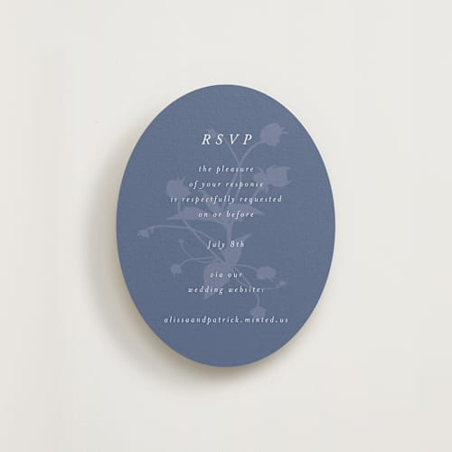 This is a blueberry rsvp cards with standard by AK Graphics called autumnal printing on signature in standard