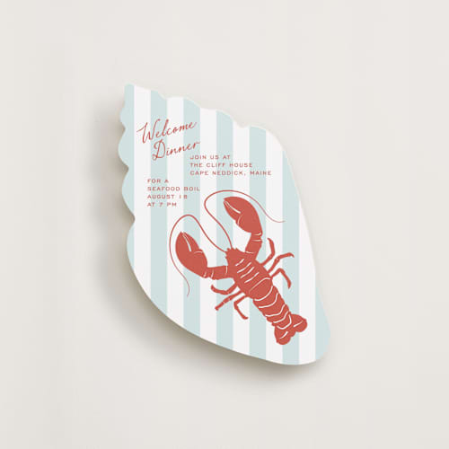 This is a aquamarine insert cards with standard by Heather Schertzer called lobster printing on signature in standard