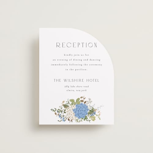 This is a coastal foil stamped wedding invitations with foil pressed by Susan Moyal called garden whisper printing on signature in standard