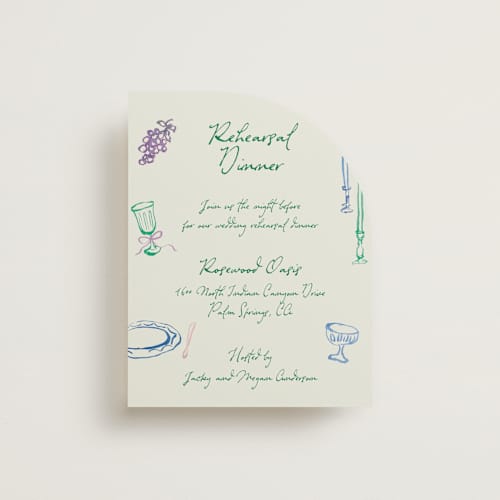 This is a garden reception cards with standard by Cass Loh called tablescape drawing printing on signature in standard