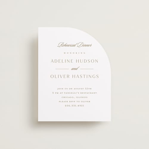 This is a golden reception cards with standard by Stacey Meacham called classic decorum printing on signature in standard