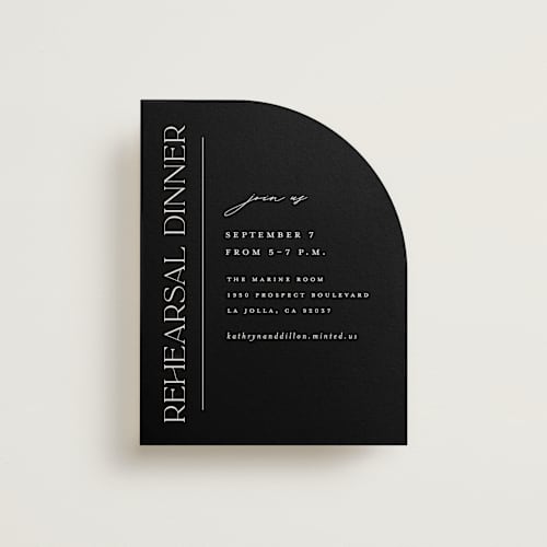 This is a ecru reception cards with standard by Erica Krystek called modern monogram printing on signature in standard
