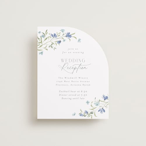 This is a aquamarine reception cards with standard by Everett Paper Goods called sweeping meadow printing on signature in standard