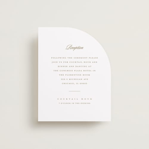 This is a golden reception cards with standard by Stacey Meacham called classic decorum printing on signature in standard