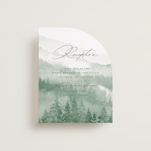 This is a fern reception cards with standard by Helen Halik called over the mountains printing on signature in standard