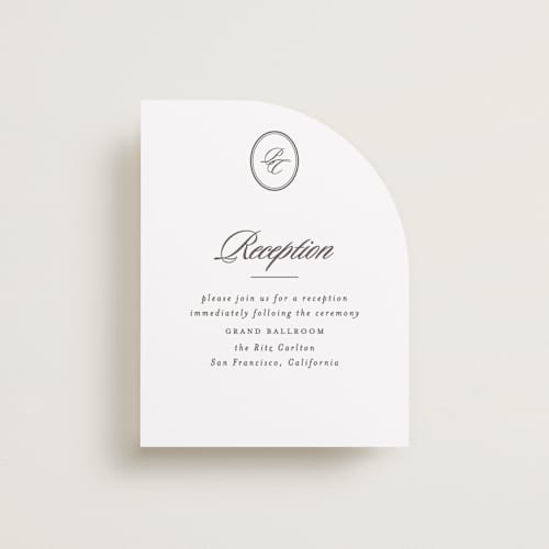 This is a noir reception cards with standard by Creo Study called scripted printing on signature in standard