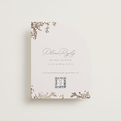 This is a luxe neutral rsvp cards with foil pressed by Design Lotus called forever and a day printing on signature in standard