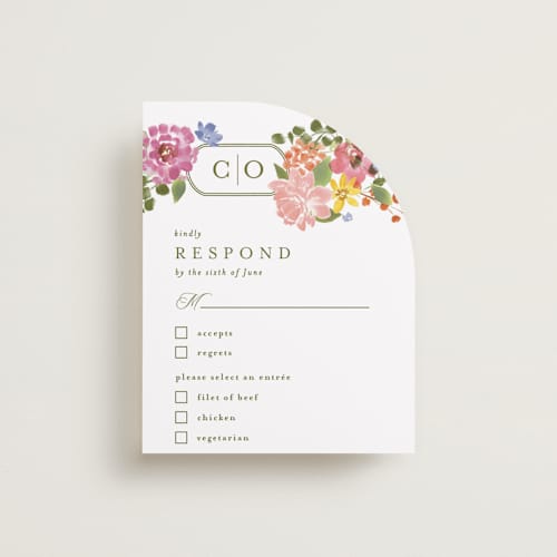 This is a summer rsvp cards with standard by Angela Marzuki called garland monogram printing on signature in standard